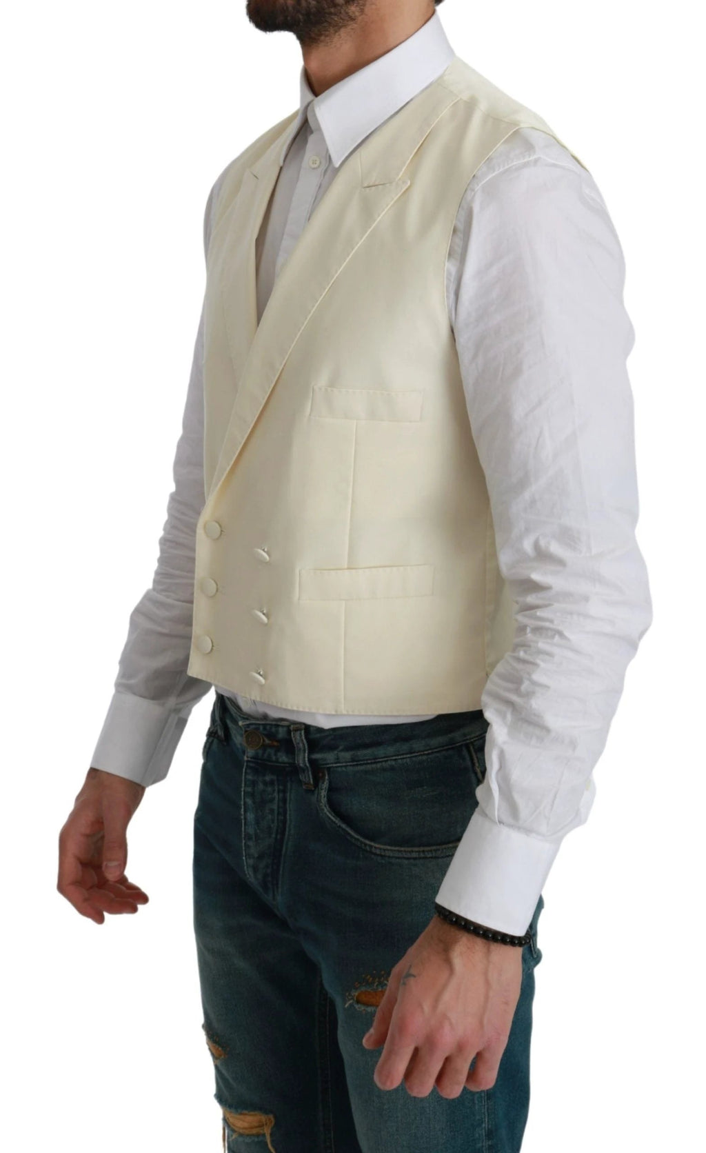 Dolce & Gabbana White Waistcoat Formal Wool Vest by Dolce & Gabbana