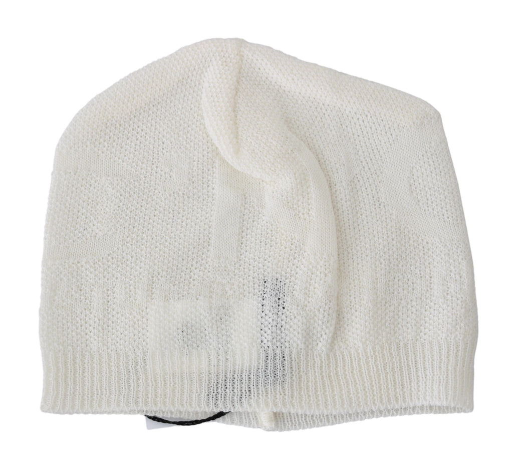 Costume National Beanie White Wool Blend Branded Hat by Costume National