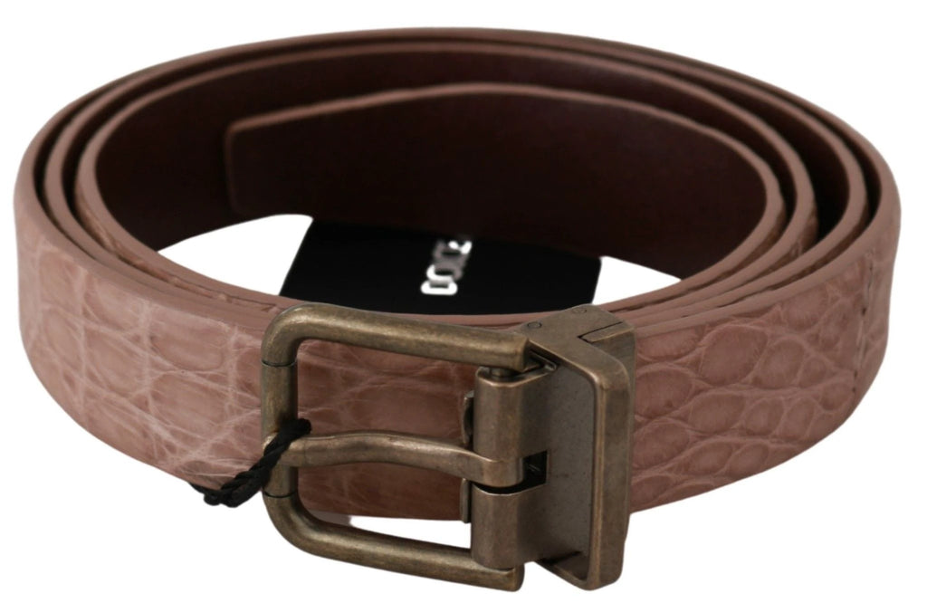 Dolce & Gabbana Beige Exotic Skin Gold Buckle Leather Belt by Dolce & Gabbana