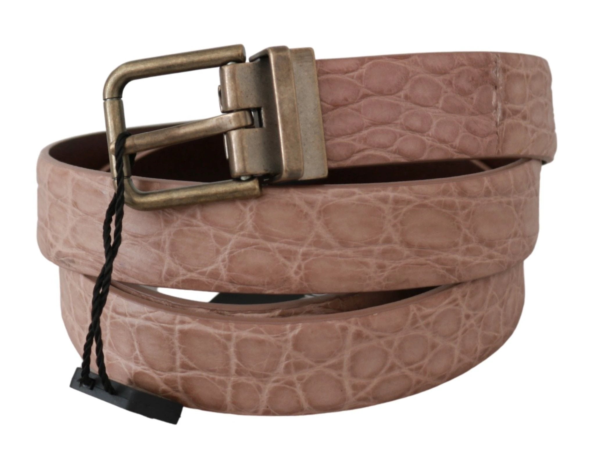 Dolce & Gabbana Beige Exotic Skin Gold Buckle Leather Belt by Dolce & Gabbana
