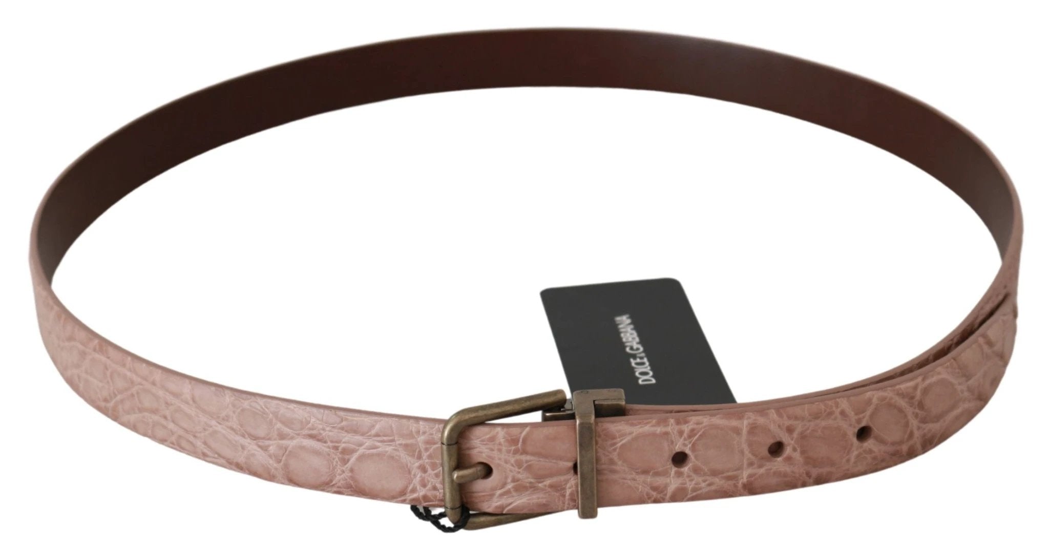 Dolce & Gabbana Beige Exotic Skin Gold Buckle Leather Belt by Dolce & Gabbana