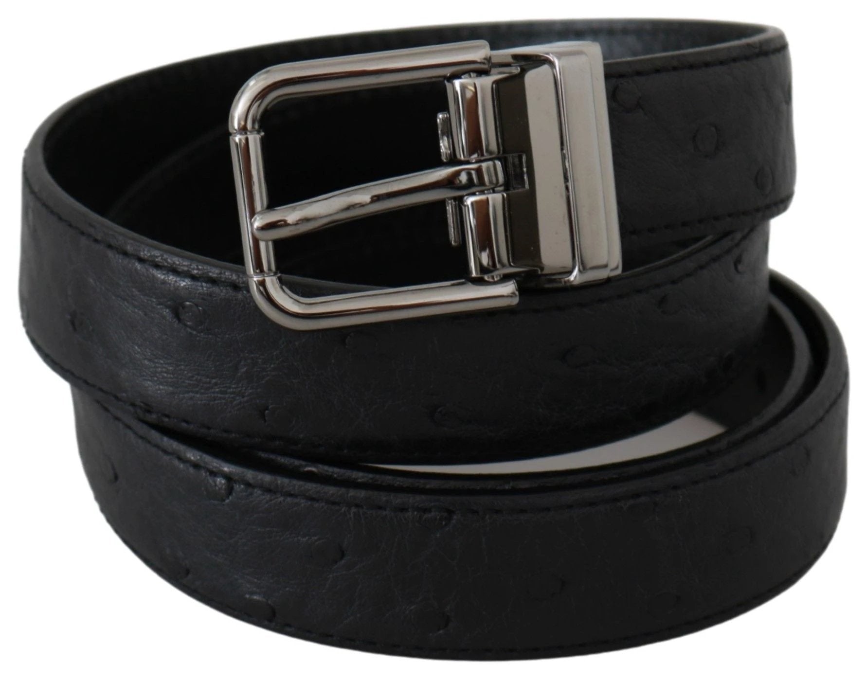 Dolce & Gabbana Black Exotic Skin Pattern Silver Buckle Belt by Dolce & Gabbana