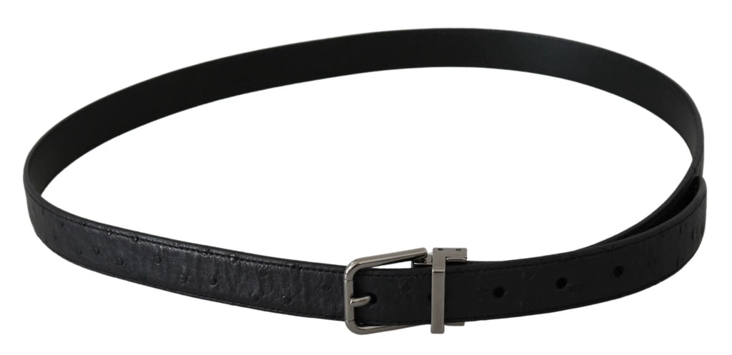 Dolce & Gabbana Black Exotic Skin Pattern Silver Buckle Belt by Dolce & Gabbana