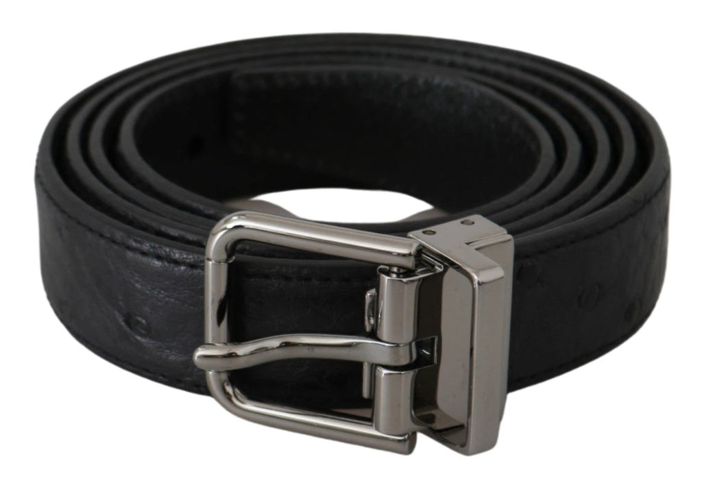 Dolce & Gabbana Black Exotic Skin Pattern Silver Buckle Belt by Dolce & Gabbana