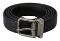 Dolce & Gabbana Black Exotic Skin Pattern Silver Buckle Belt by Dolce & Gabbana