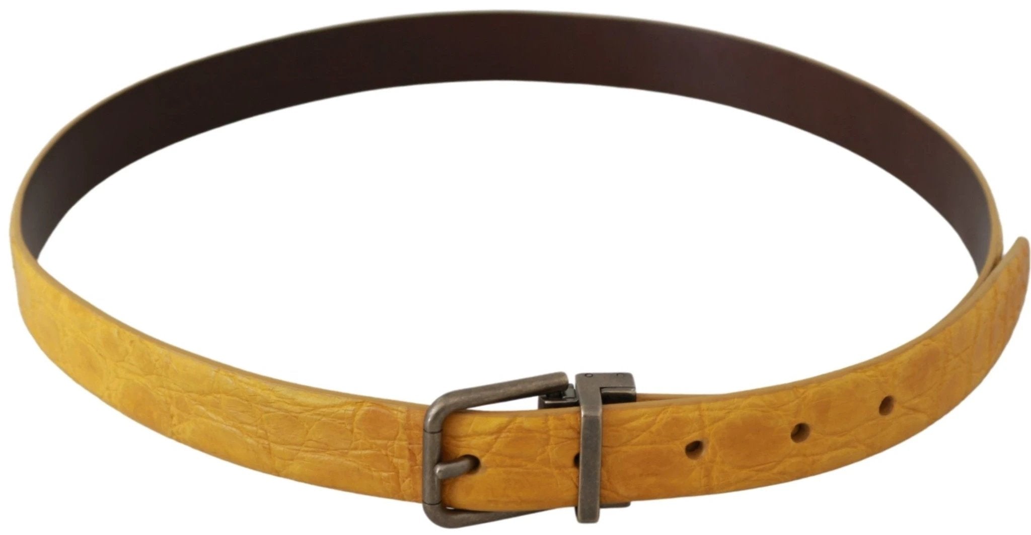 Dolce & Gabbana Yellow Exotic Skin Leather Grey Buckle Belt by Dolce & Gabbana