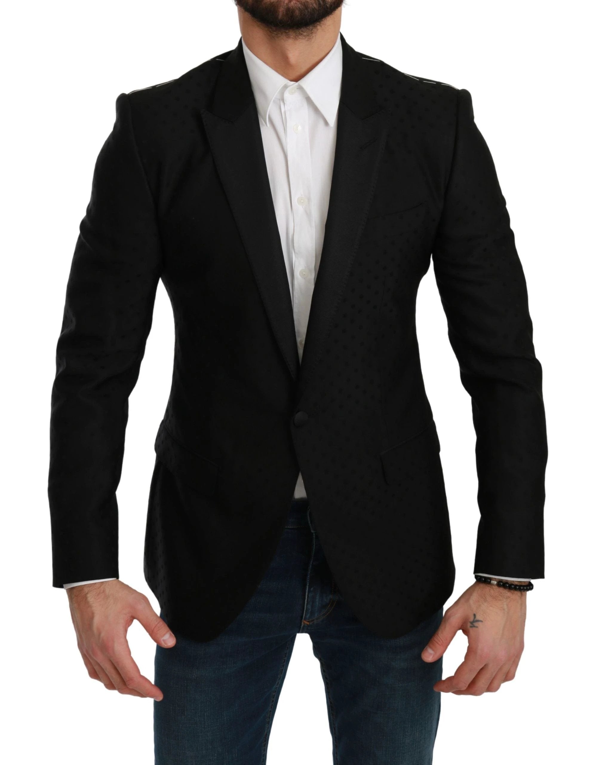 Dolce & Gabbana Black Slim Fit Coat Jacket MARTINI Blazer by Dolce & Gabbana