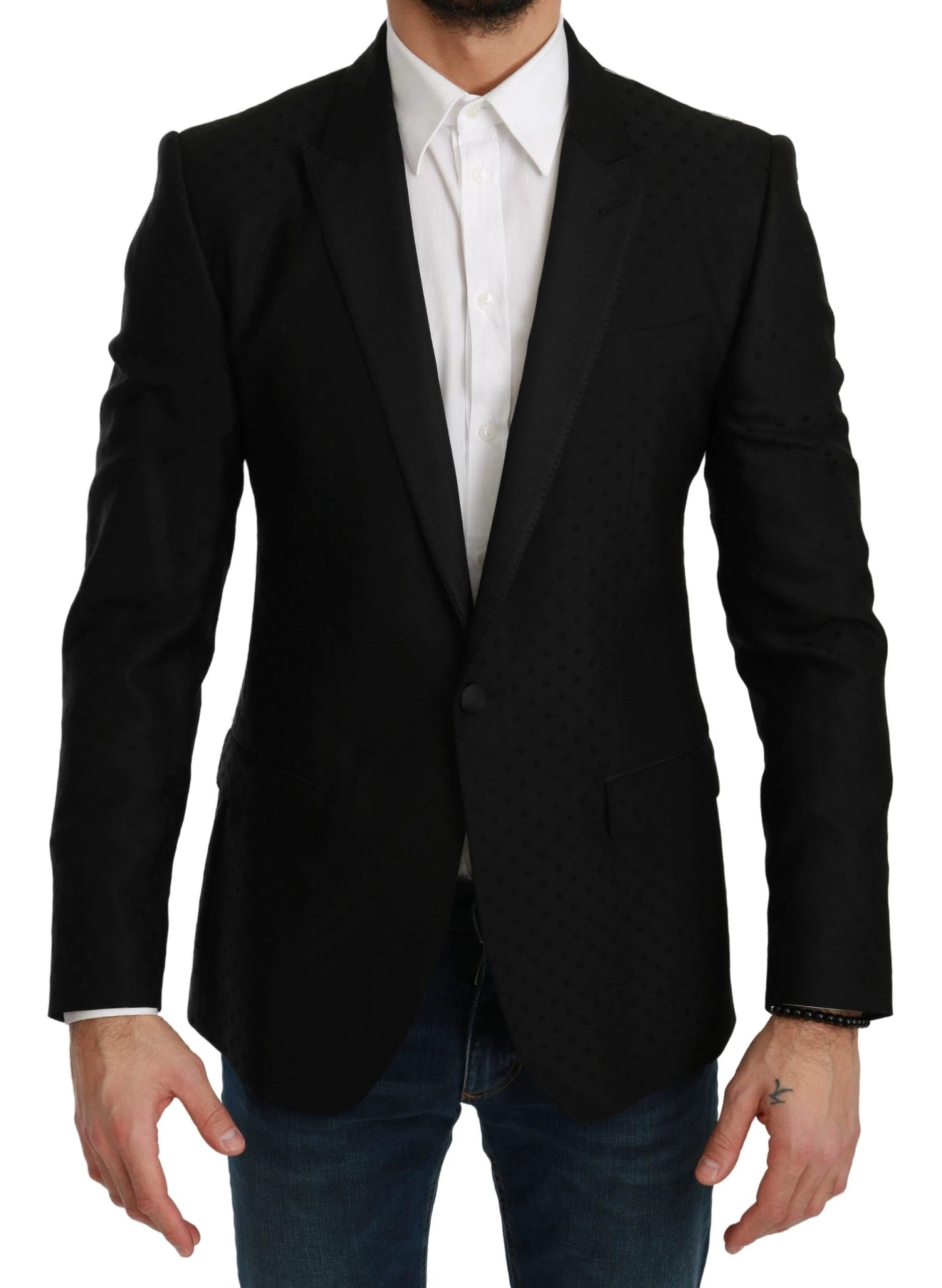 Dolce & Gabbana Black Slim Fit Coat Jacket MARTINI Blazer by Dolce & Gabbana