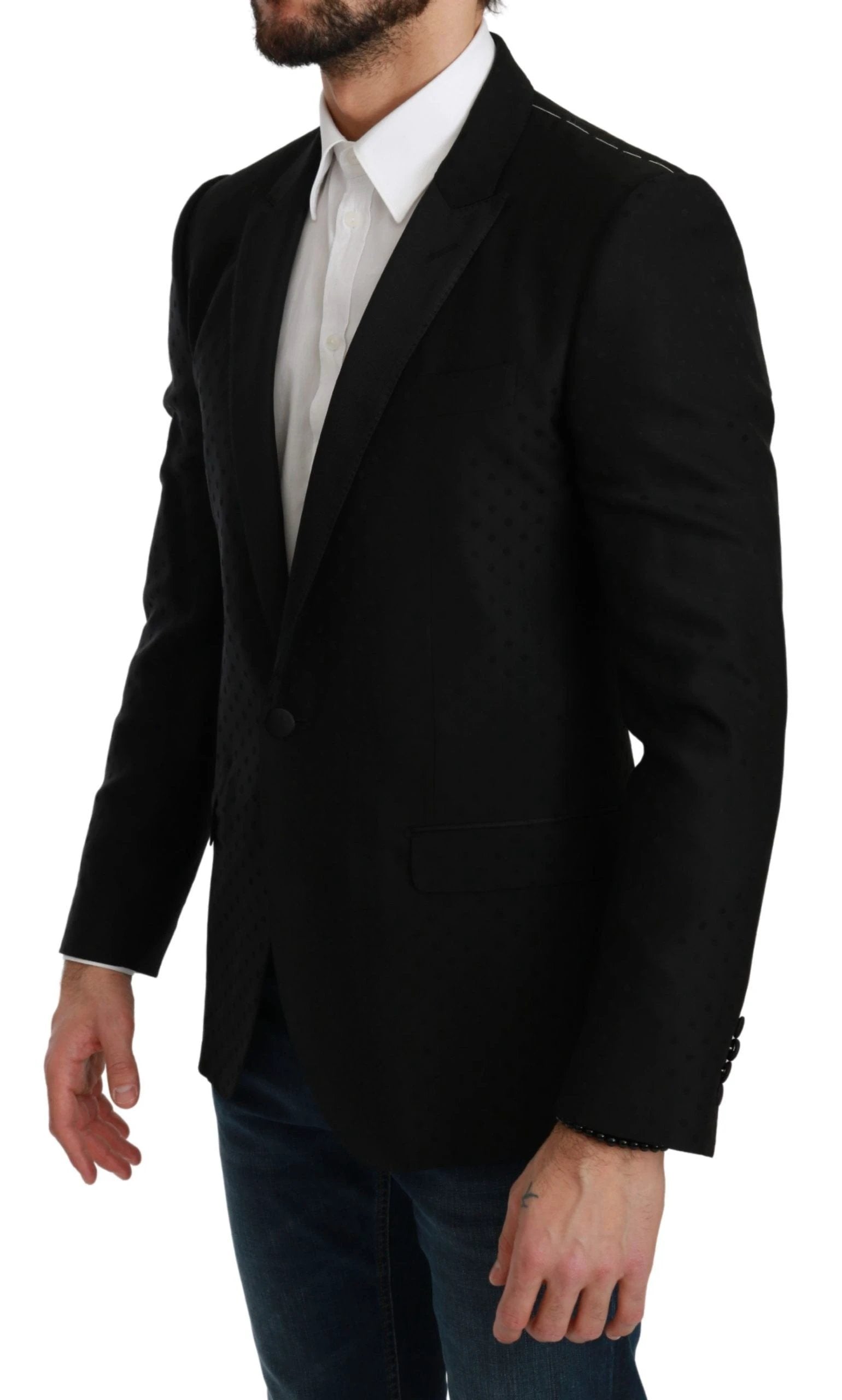 Dolce & Gabbana Black Slim Fit Coat Jacket MARTINI Blazer by Dolce & Gabbana