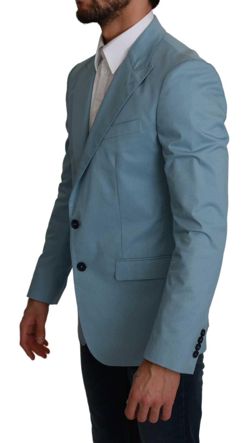 Dolce & Gabbana Blue Slim Fit Coat Jacket MARTINI Blazer by Dolce & Gabbana