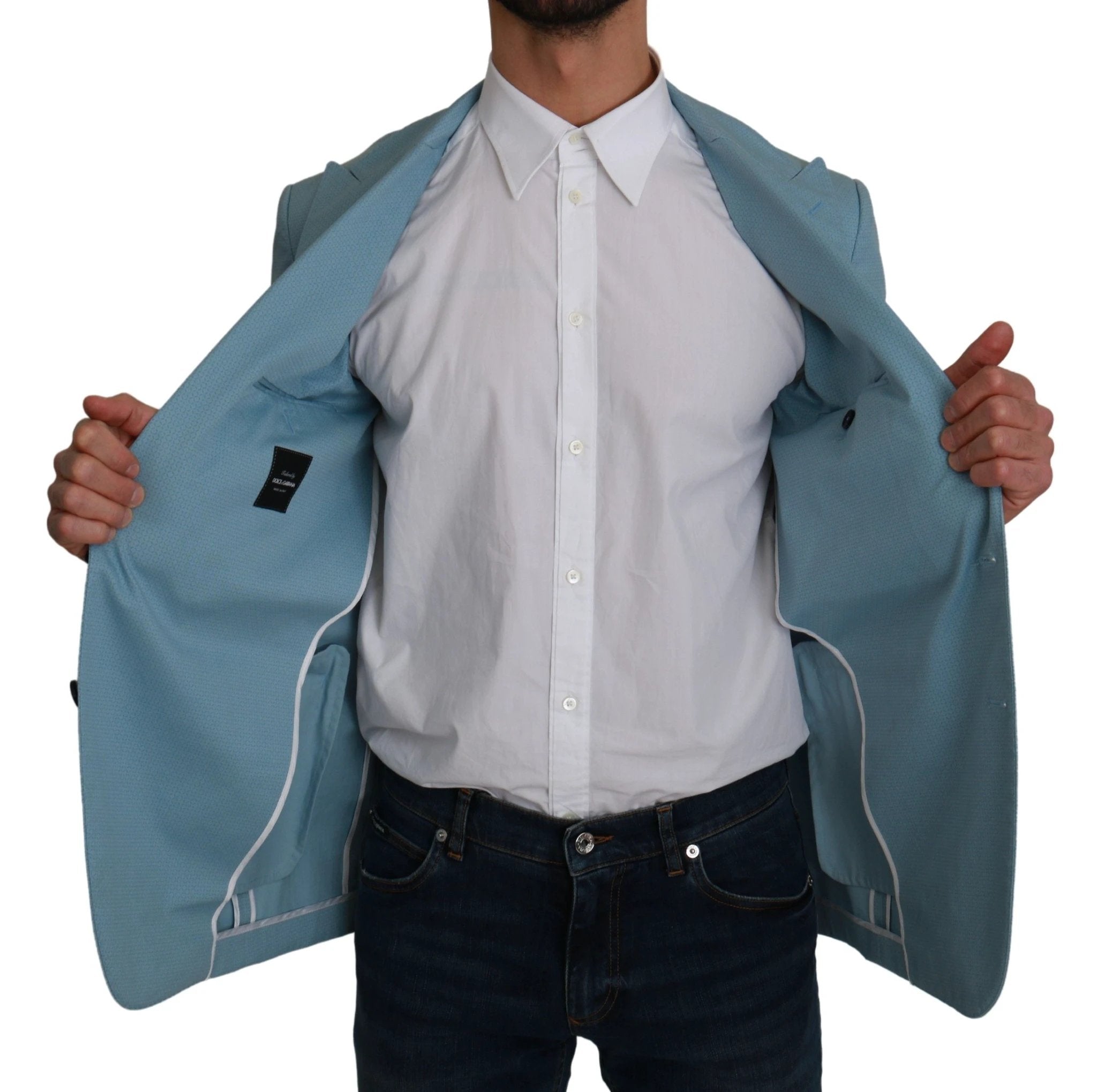 Dolce & Gabbana Blue Slim Fit Coat Jacket MARTINI Blazer by Dolce & Gabbana