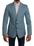 Dolce & Gabbana Blue Slim Fit Coat Jacket MARTINI Blazer by Dolce & Gabbana