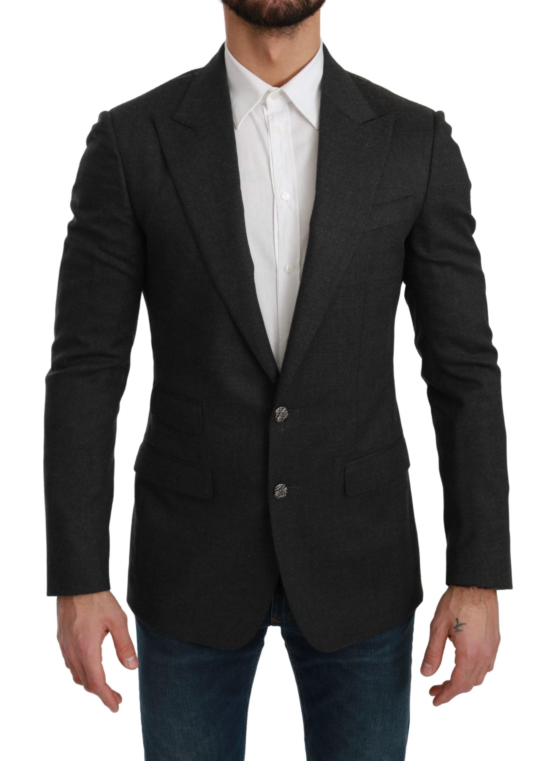 Dolce & Gabbana Gray NAPOLI Slim Fit Jacket Wool Blazer by Dolce & Gabbana