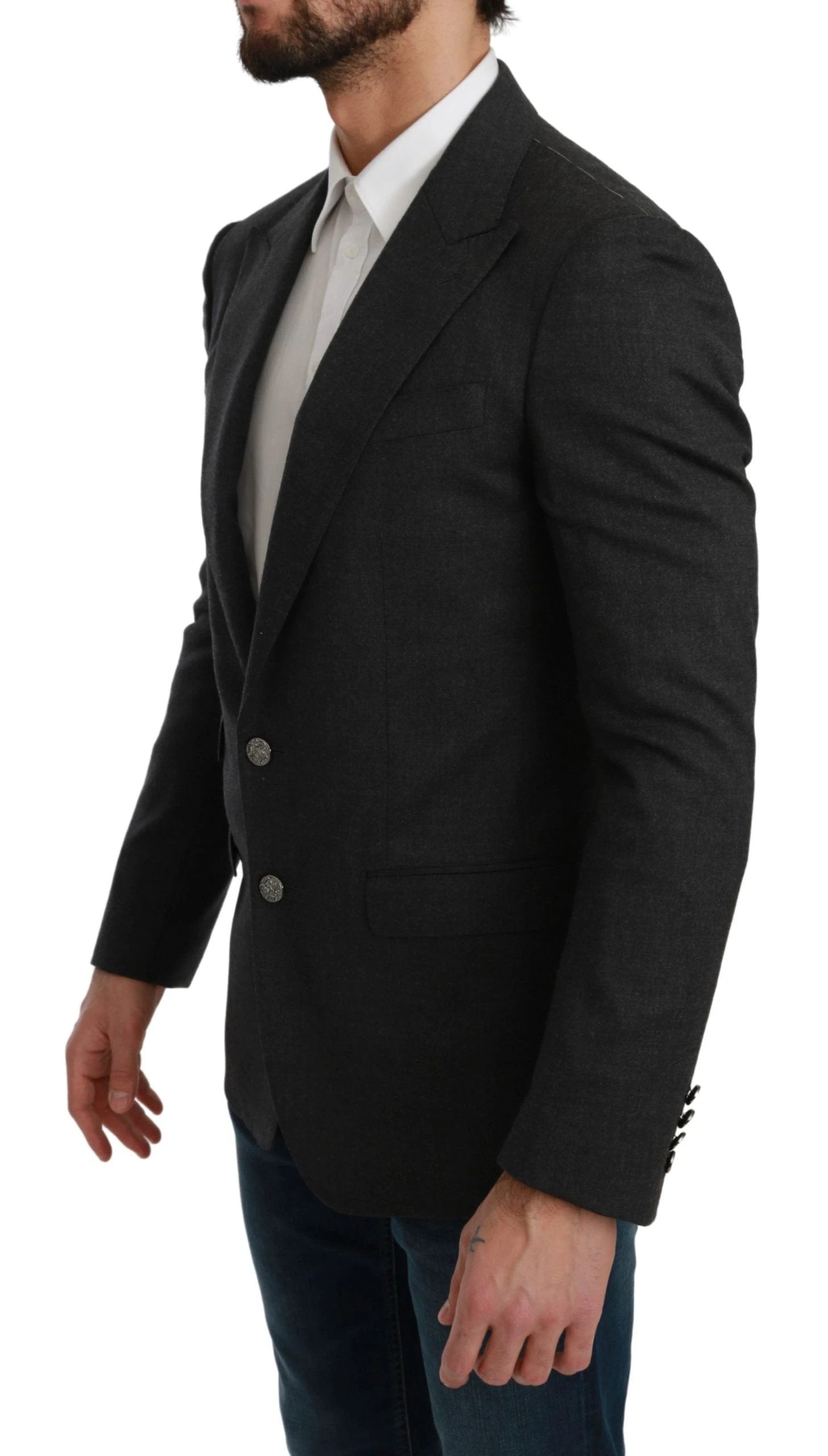 Dolce & Gabbana Gray NAPOLI Slim Fit Jacket Wool Blazer by Dolce & Gabbana