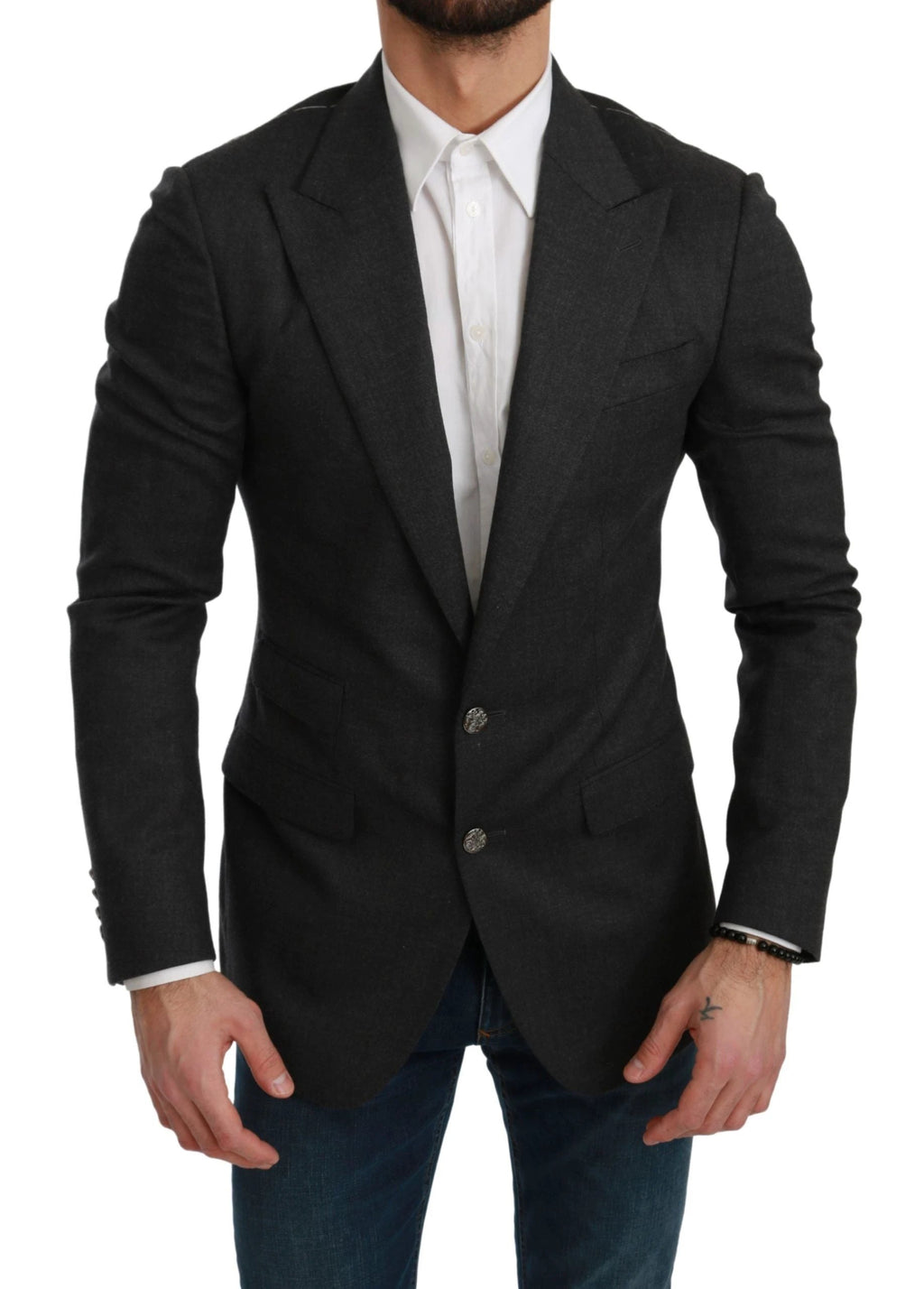 Dolce & Gabbana Gray NAPOLI Slim Fit Jacket Wool Blazer by Dolce & Gabbana