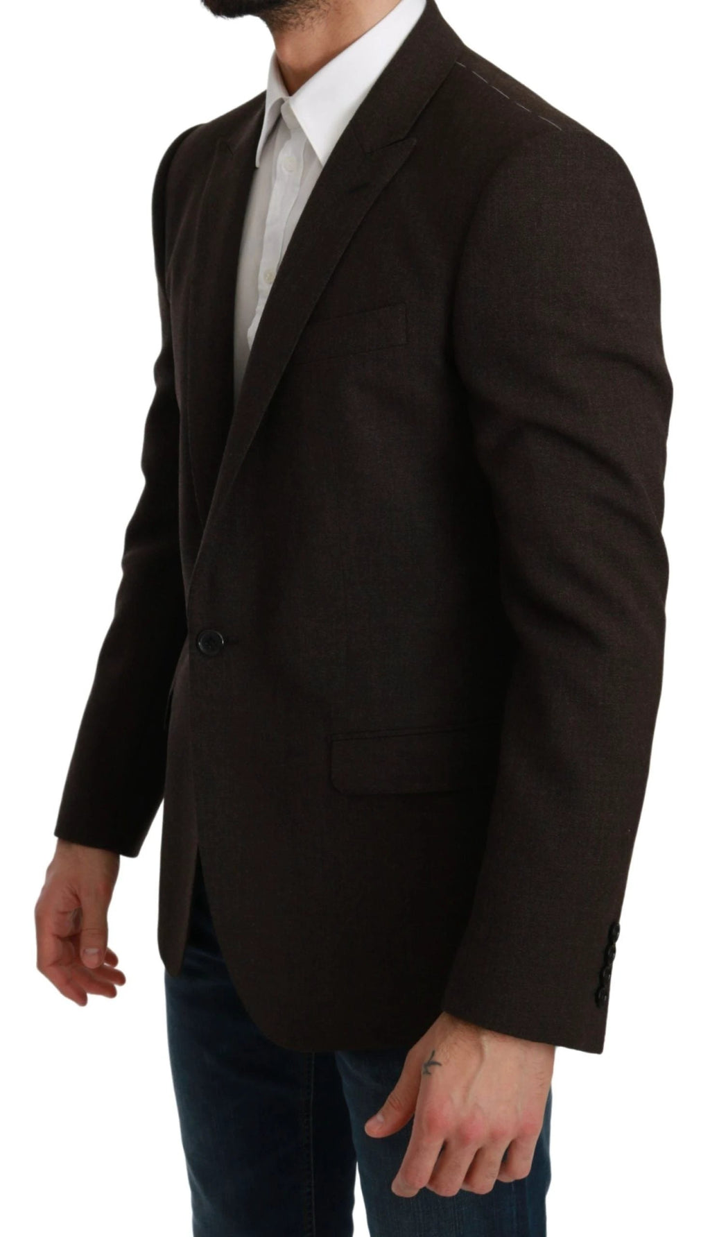 Dolce & Gabbana Brown Slim Fit Coat Jacket MARTINI Blazer by Dolce & Gabbana