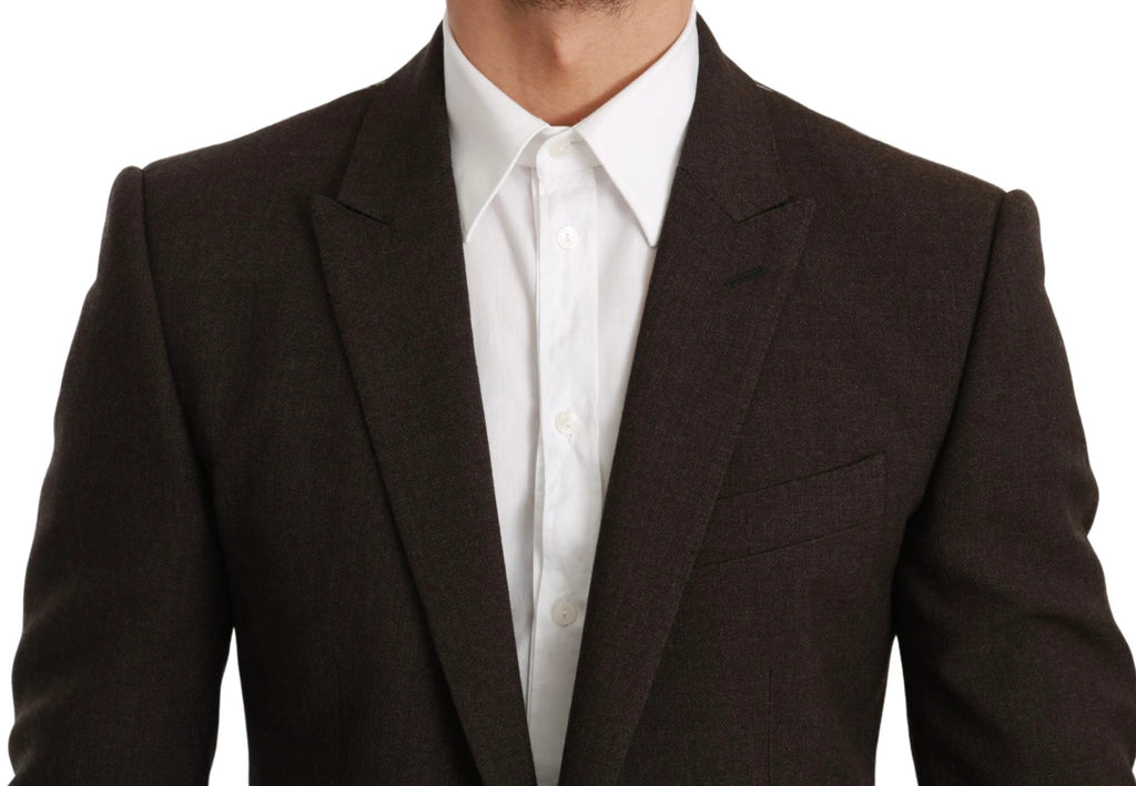 Dolce & Gabbana Brown Slim Fit Coat Jacket MARTINI Blazer by Dolce & Gabbana