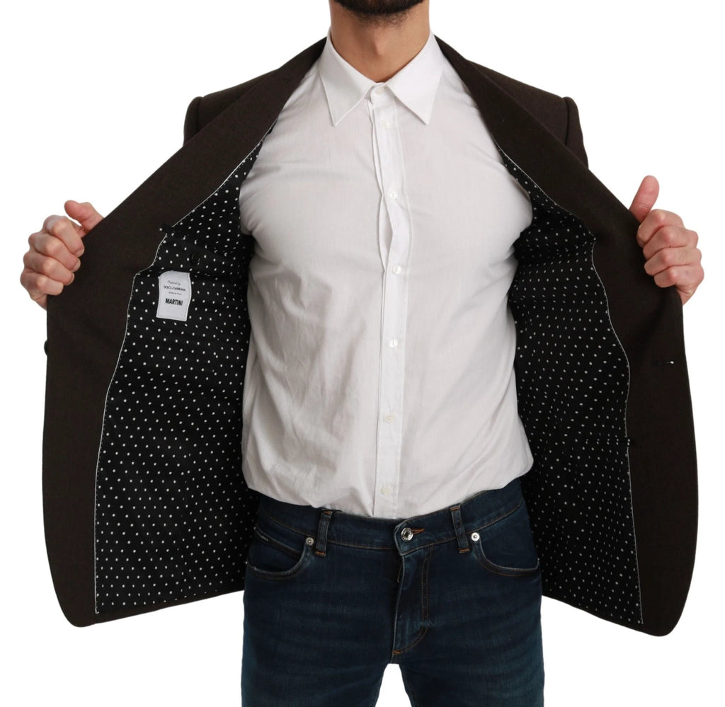 Dolce & Gabbana Brown Slim Fit Coat Jacket MARTINI Blazer by Dolce & Gabbana