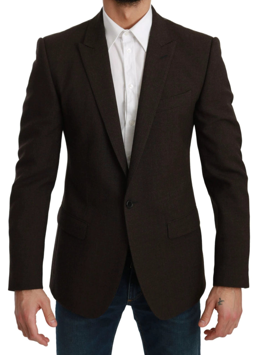 Dolce & Gabbana Brown Slim Fit Coat Jacket MARTINI Blazer by Dolce & Gabbana