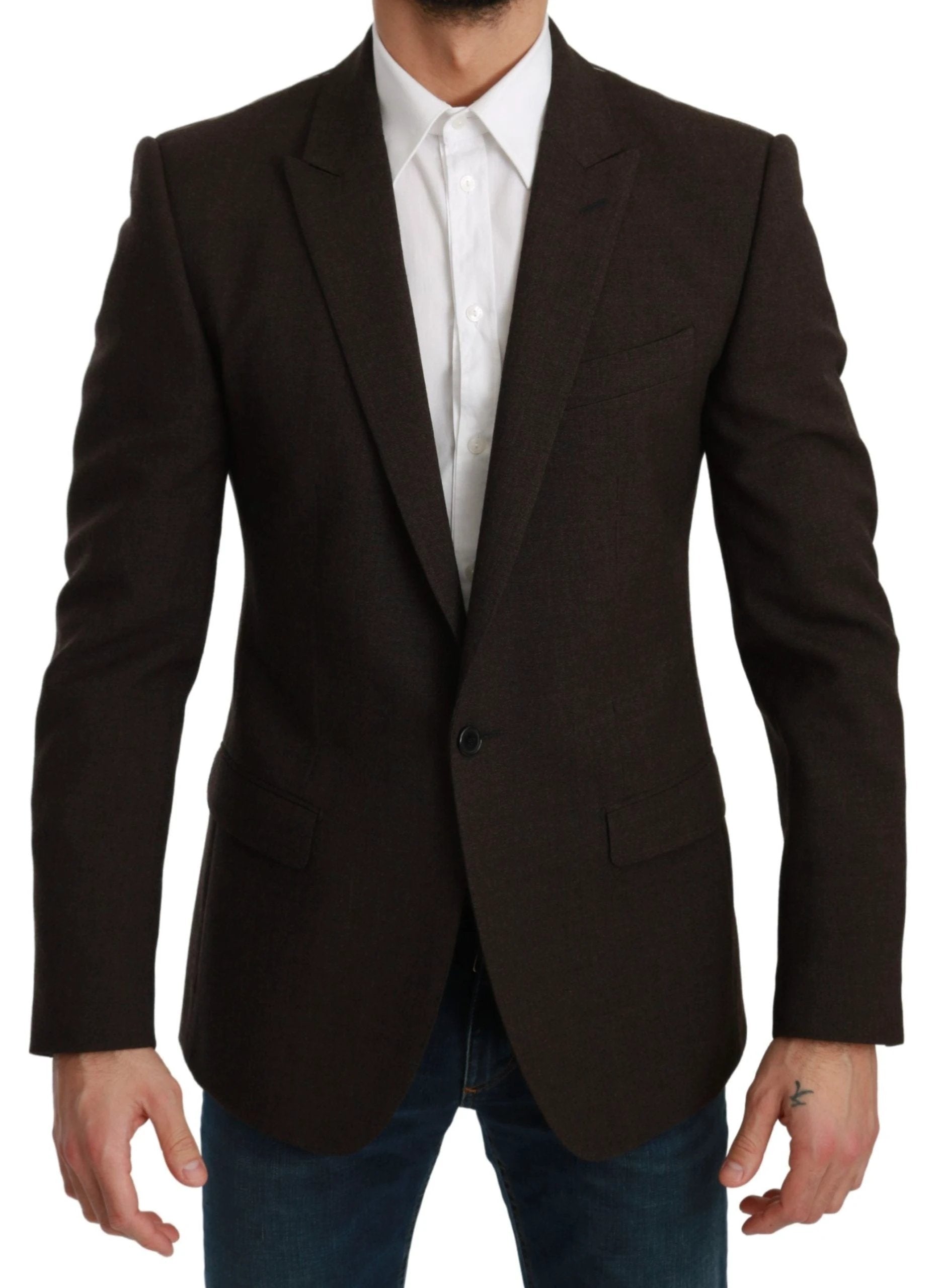 Dolce & Gabbana Brown Slim Fit Coat Jacket MARTINI Blazer by Dolce & Gabbana