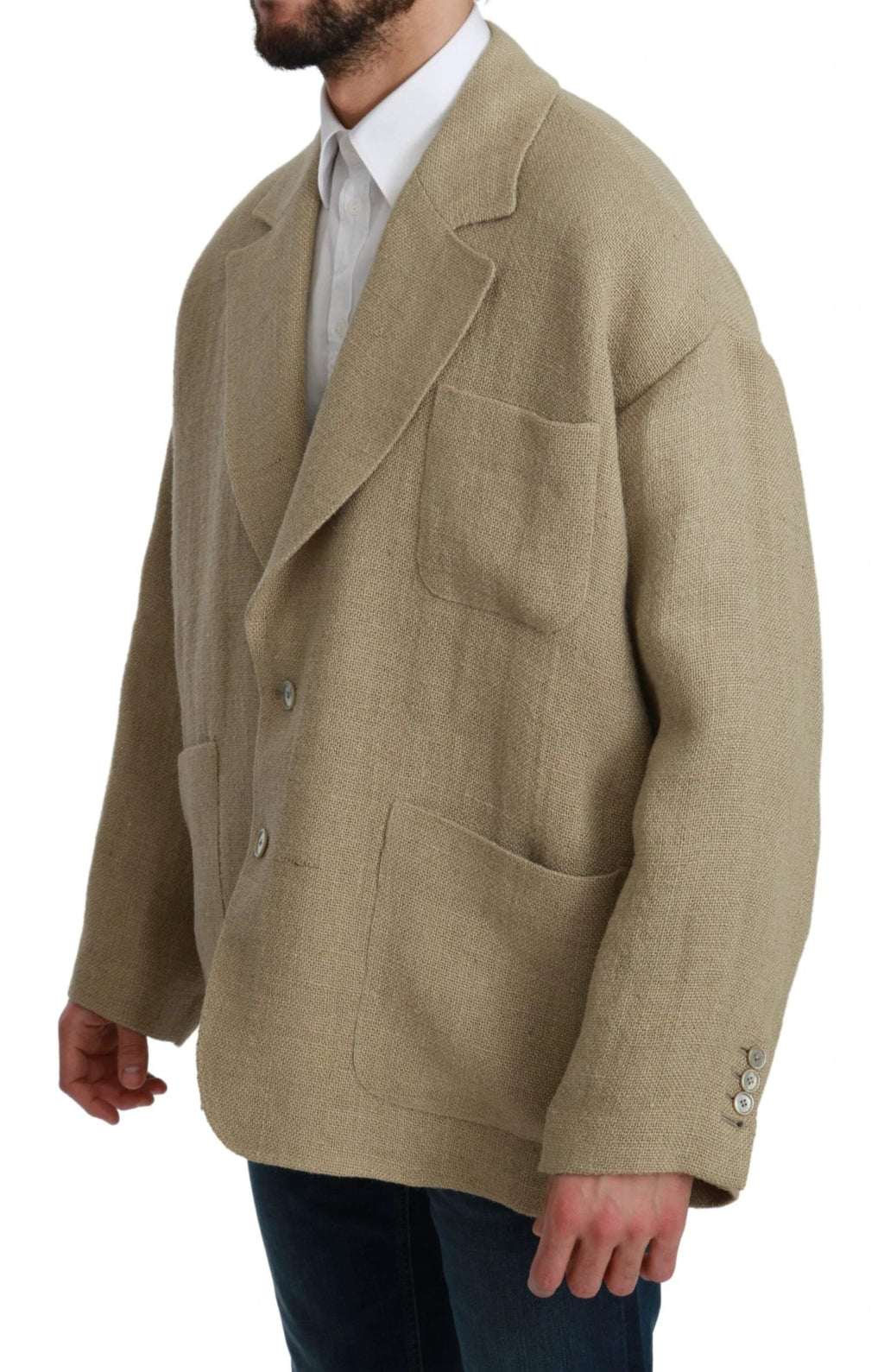 Dolce & Gabbana Beige Jacket Coat 100% Jute Blazer Coat by Dolce & Gabbana