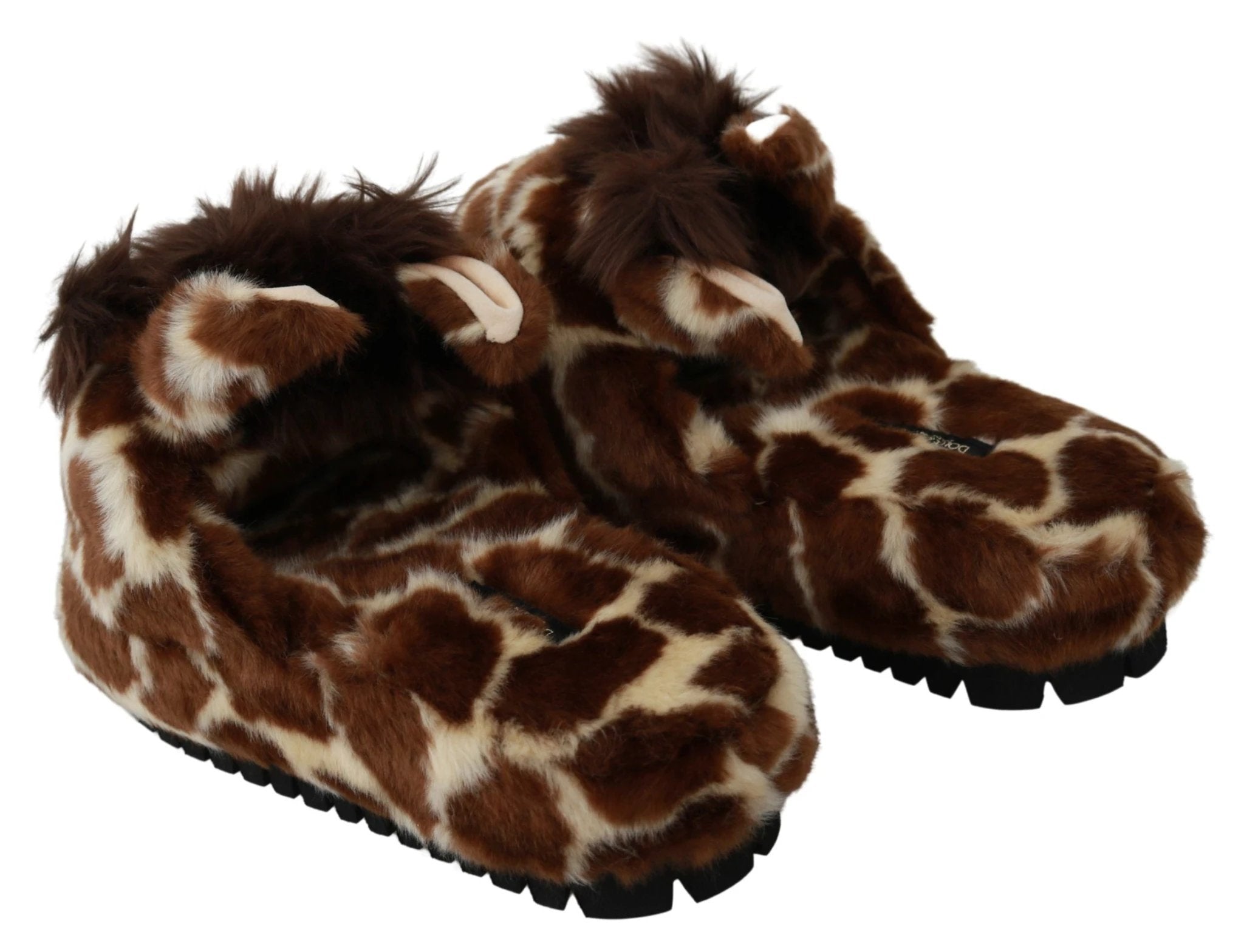 Dolce & Gabbana Brown Giraffe Slippers Flats Sandals Shoes by Dolce & Gabbana