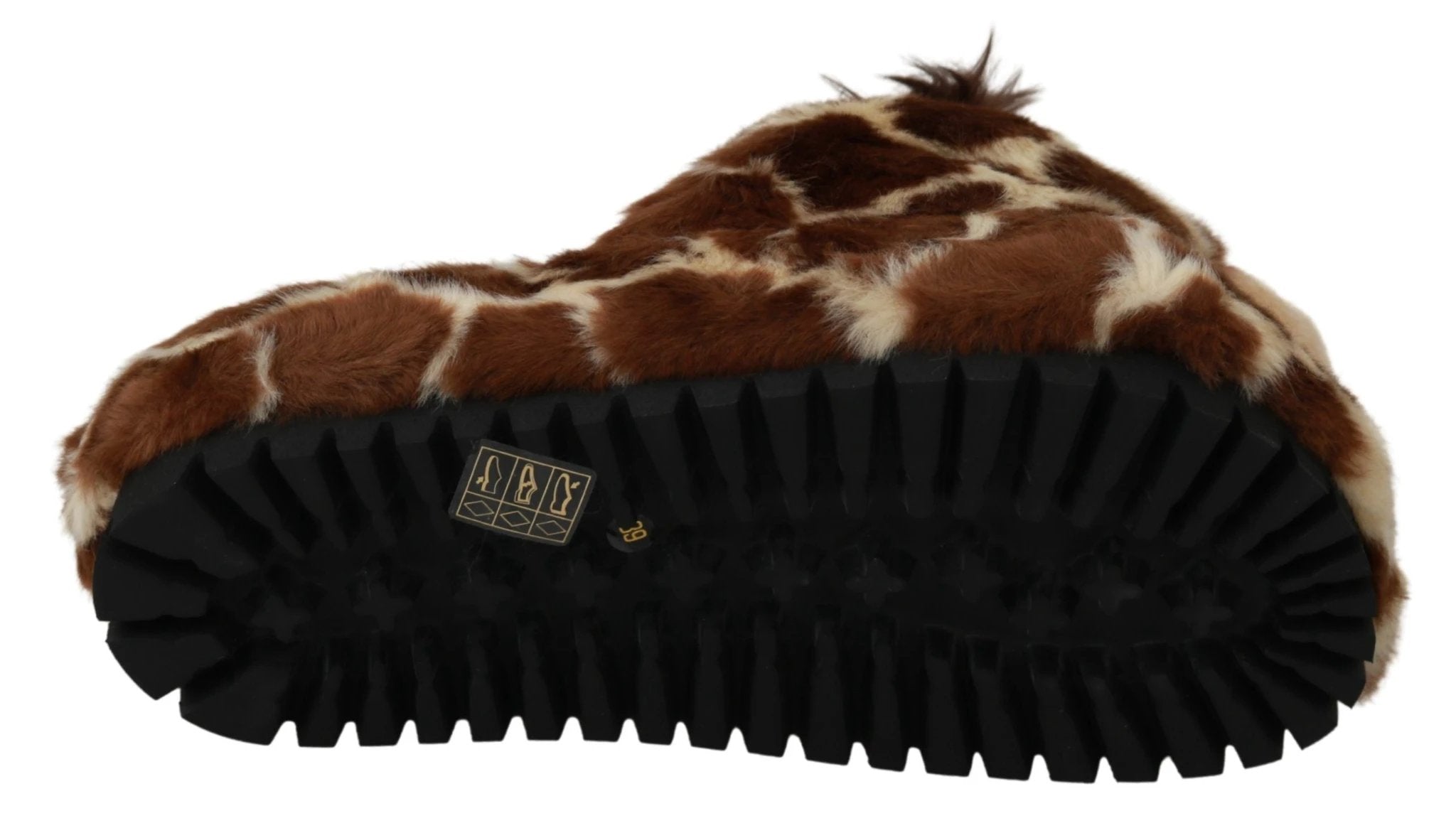 Dolce & Gabbana Brown Giraffe Slippers Flats Sandals Shoes by Dolce & Gabbana