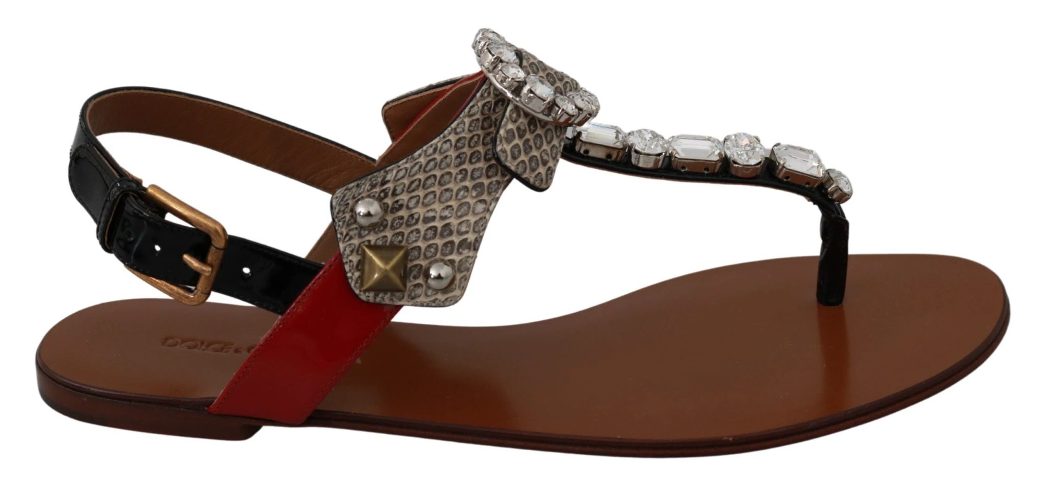 Dolce & Gabbana Leather Ayers Crystal Sandals Flip Flops Shoes by Dolce & Gabbana