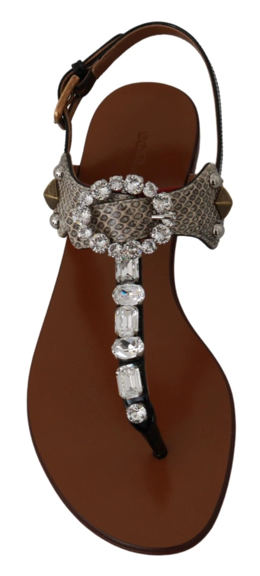 Dolce & Gabbana Leather Ayers Crystal Sandals Flip Flops Shoes by Dolce & Gabbana