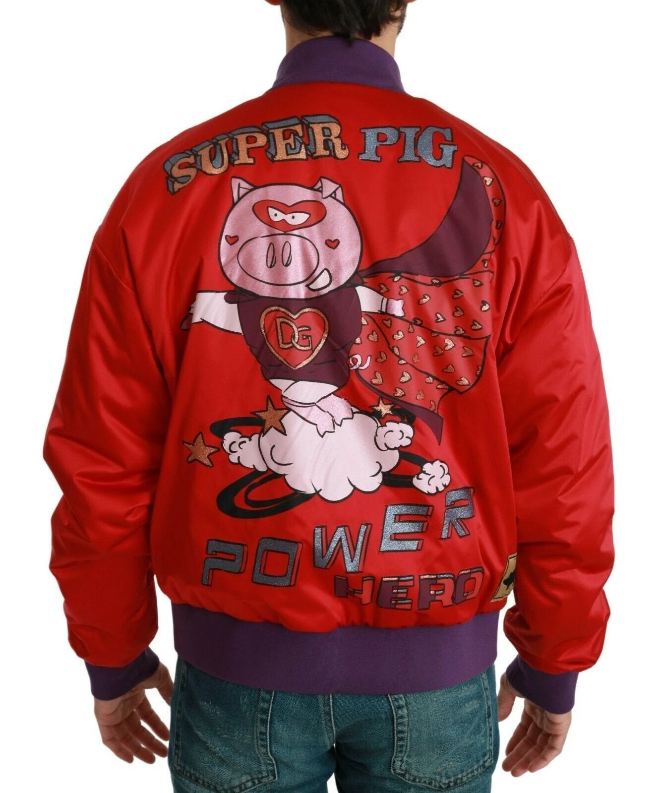 Dolce & Gabbana Red YEAR OF THE PIG Bomber Jacket by Dolce & Gabbana