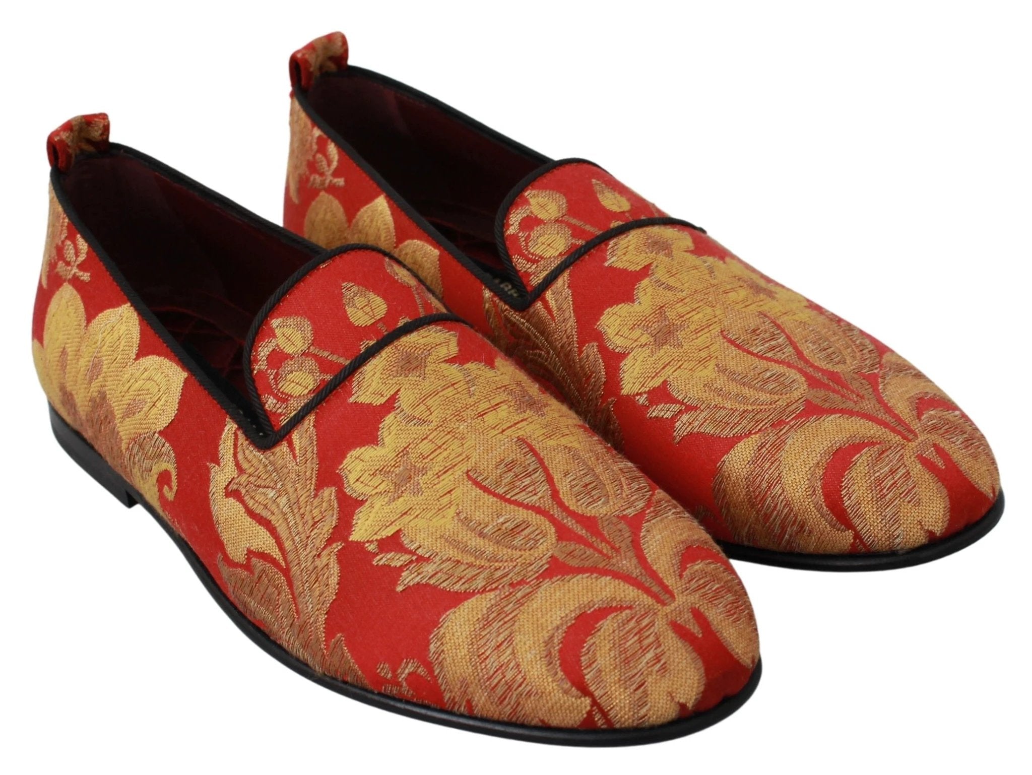 Dolce & Gabbana Red Gold Brocade Slippers Loafers Shoes by Dolce & Gabbana