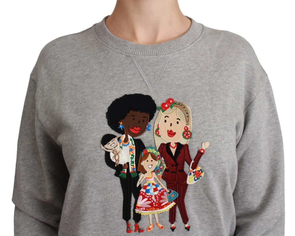 Dolce & Gabbana Gray #dgfamily Cotton Pullover Sweater by Dolce & Gabbana