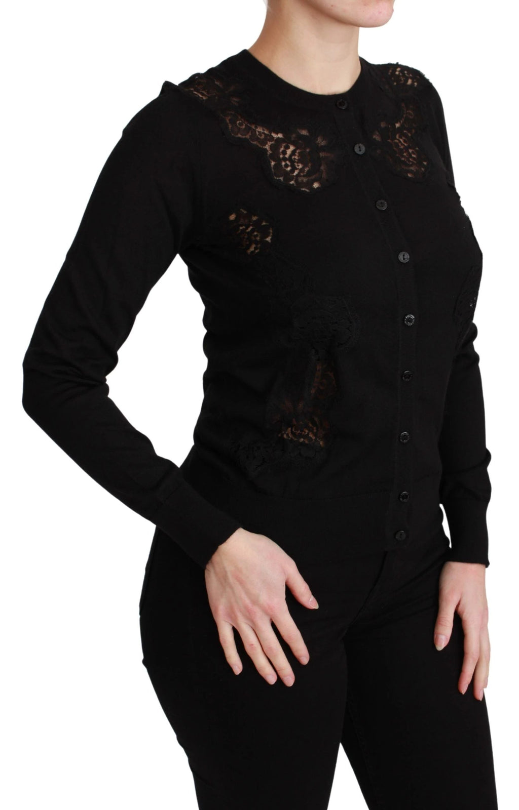 Dolce & Gabbana Black Cashmere Lace Cardigan Sweater by Dolce & Gabbana
