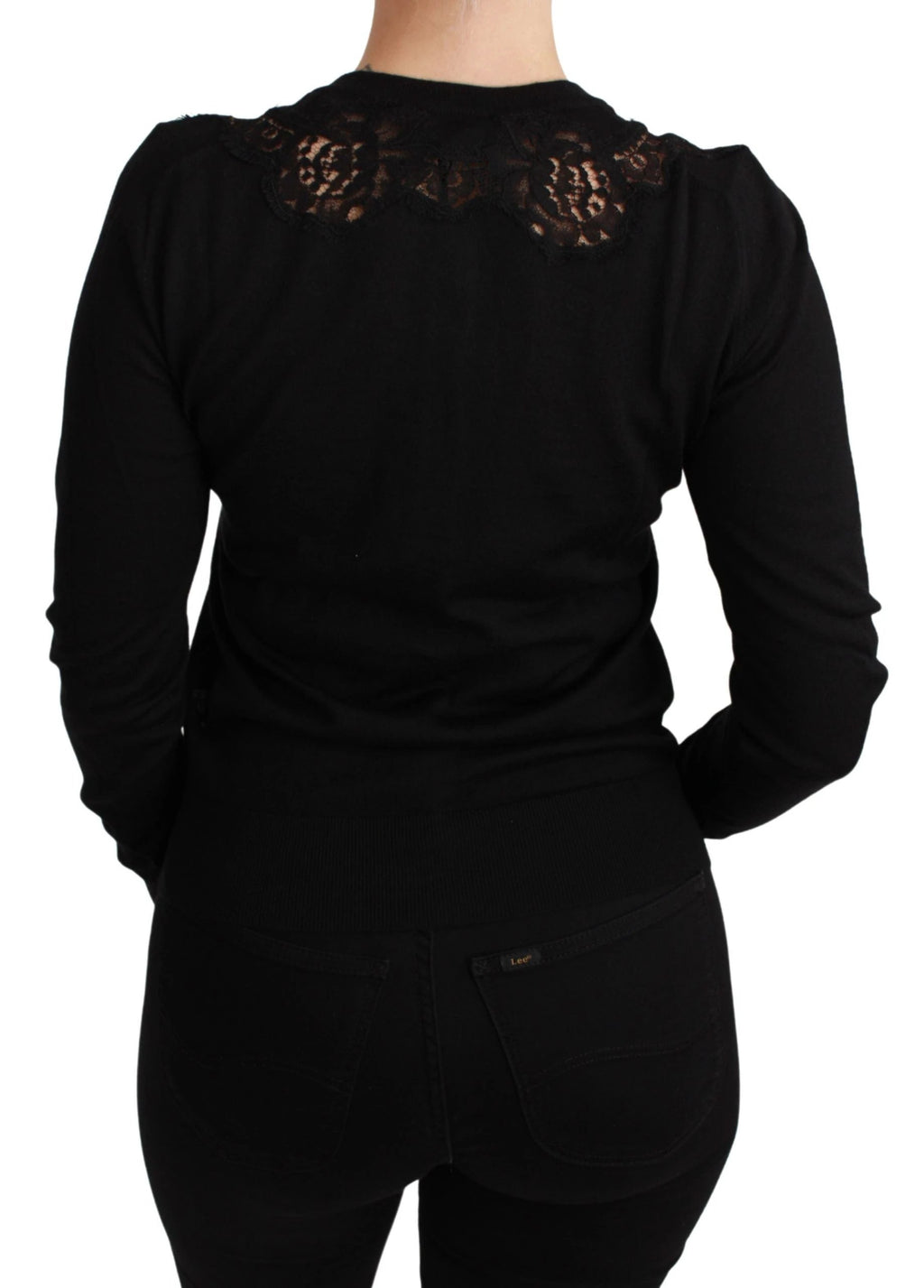 Dolce & Gabbana Black Cashmere Lace Cardigan Sweater by Dolce & Gabbana