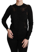 Dolce & Gabbana Black Cashmere Lace Cardigan Sweater by Dolce & Gabbana
