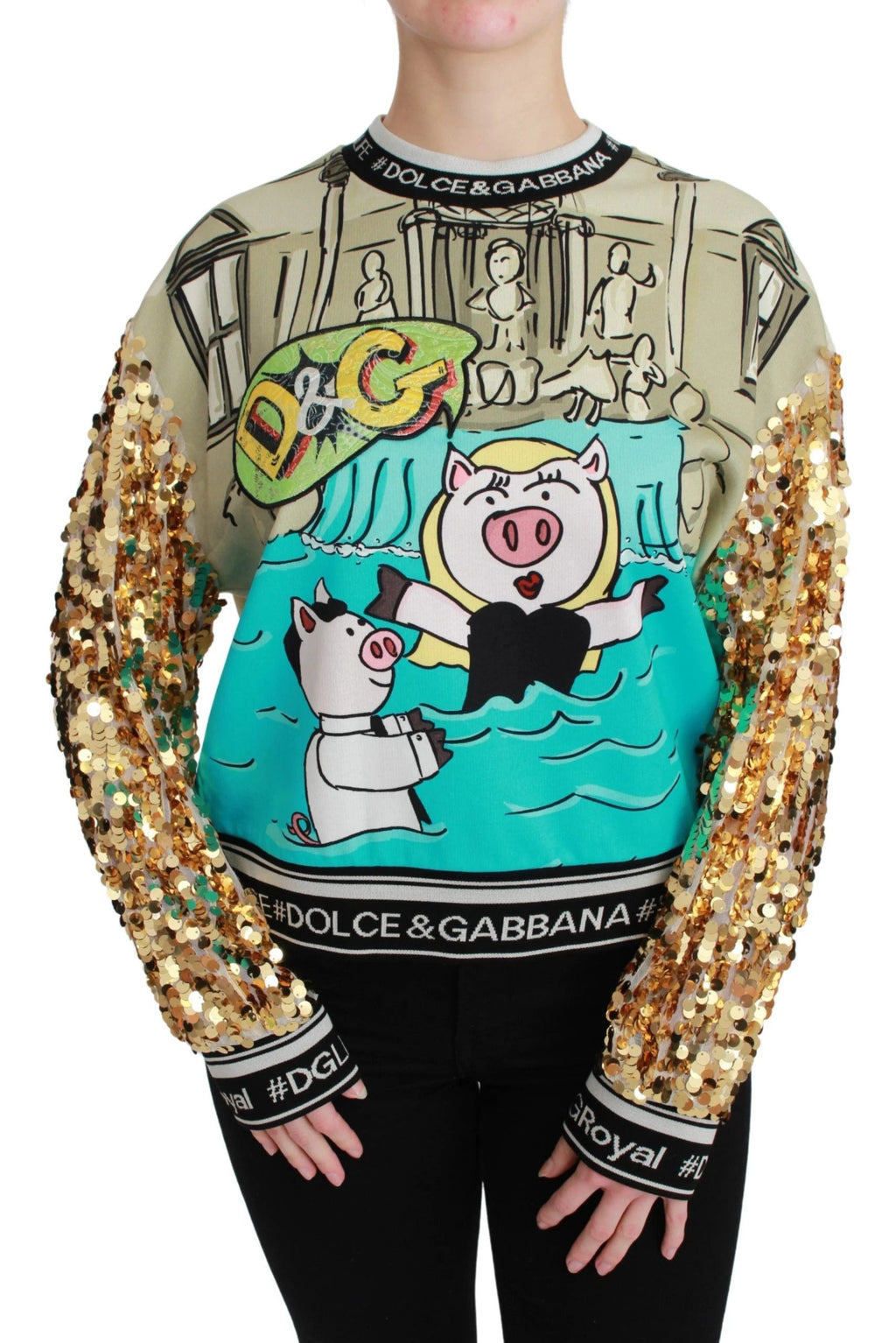 Dolce & Gabbana Year of the Pig Sequined Top Sweater by Dolce & Gabbana