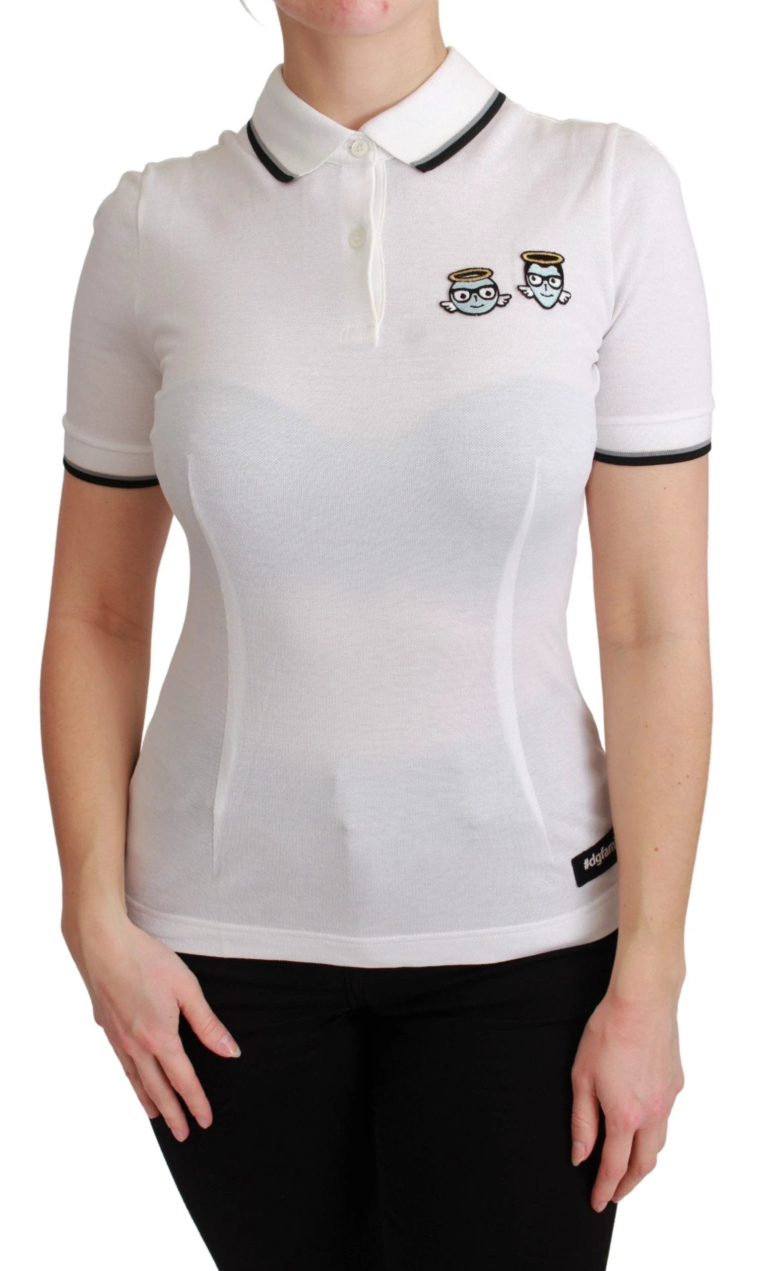 Dolce & Gabbana White Cotton Polo #dgfamily T-shirt by Dolce & Gabbana