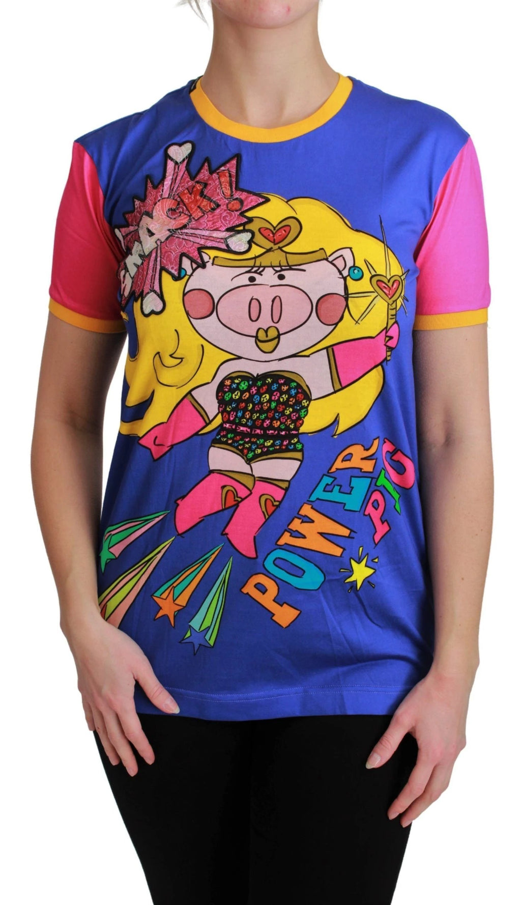 Dolce & Gabbana Purple PIG SUPERGIRL Top Cotton T-shirt by Dolce & Gabbana