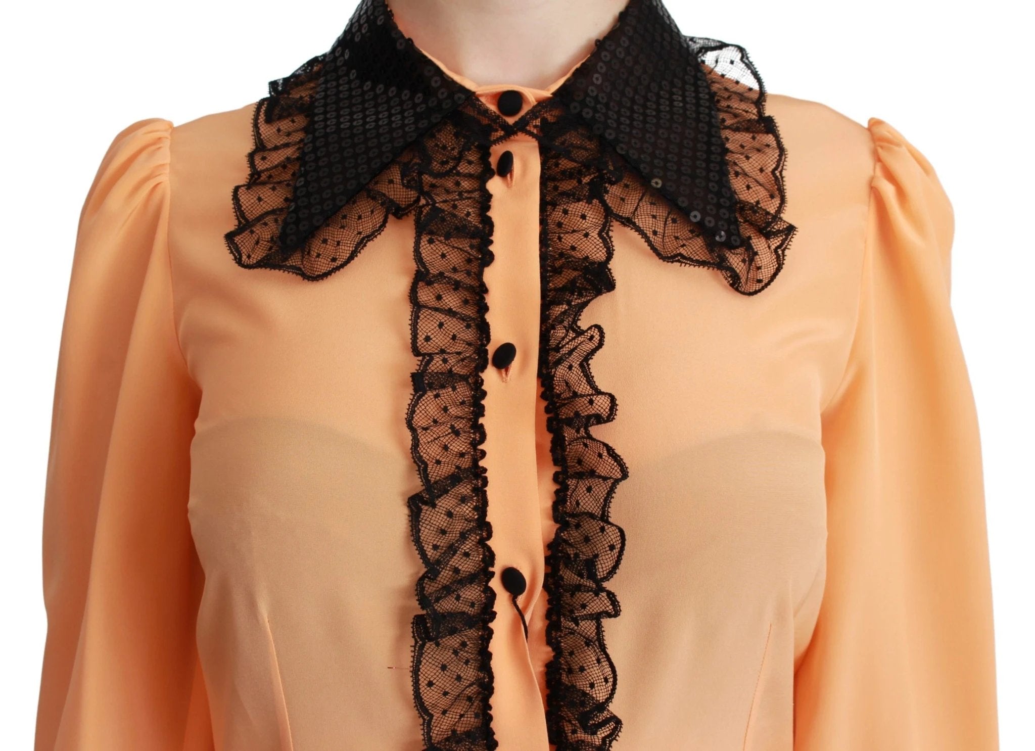 Dolce & Gabbana Yellow Silk Sequin Lace Blouse Shirt by Dolce & Gabbana