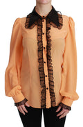 Dolce & Gabbana Yellow Silk Sequin Lace Blouse Shirt by Dolce & Gabbana