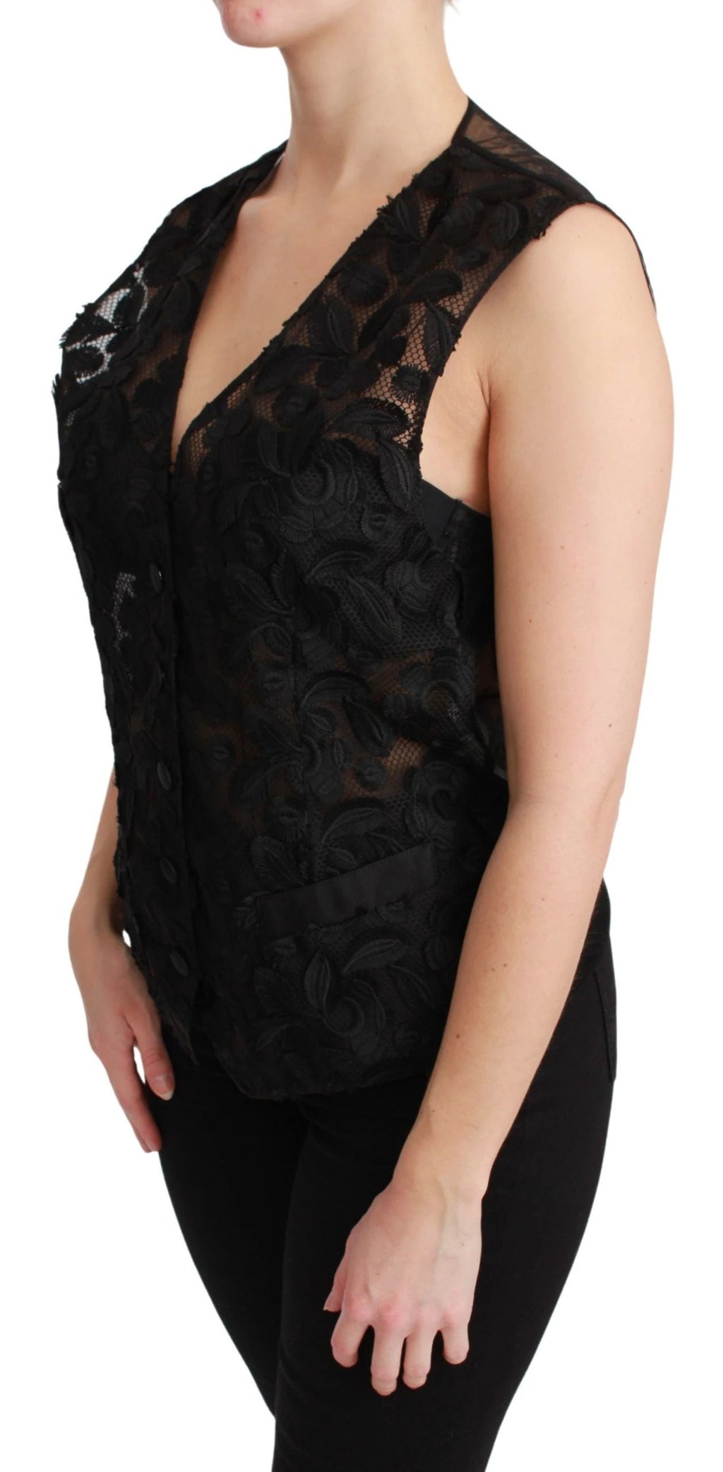 Dolce & Gabbana Black Floral Brocade Top Gilet Waistcoat by Dolce & Gabbana