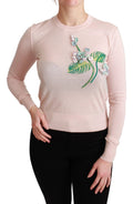 Dolce & Gabbana Pink Floral Silk Cashmere Pullover Sweater by Dolce & Gabbana