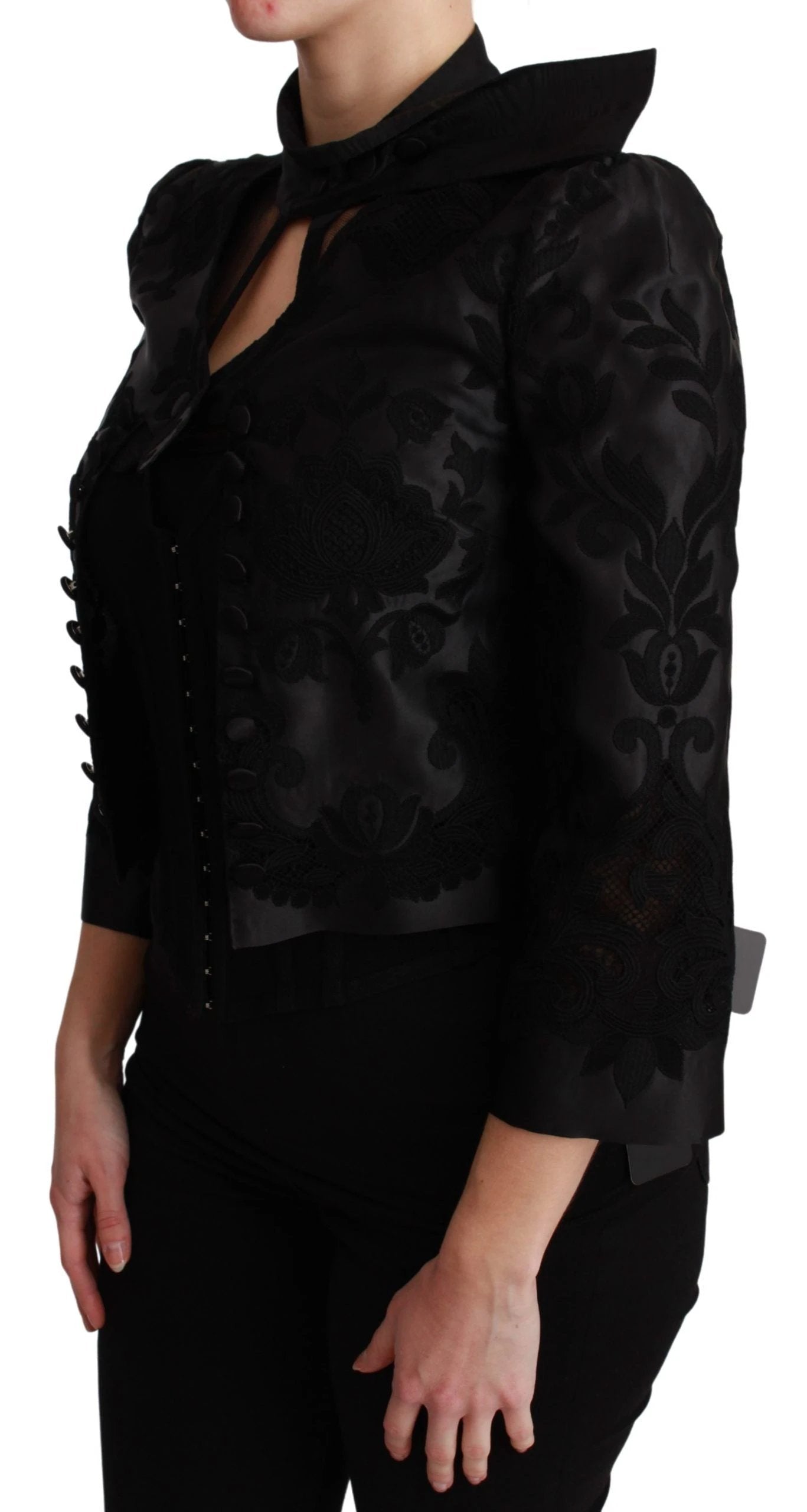 Dolce & Gabbana Black Floral Jacquard Blazer Silk Jacket by Dolce & Gabbana