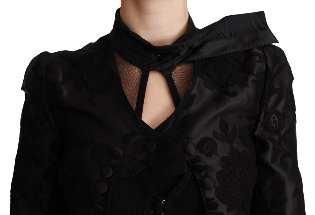 Dolce & Gabbana Black Floral Jacquard Blazer Silk Jacket by Dolce & Gabbana