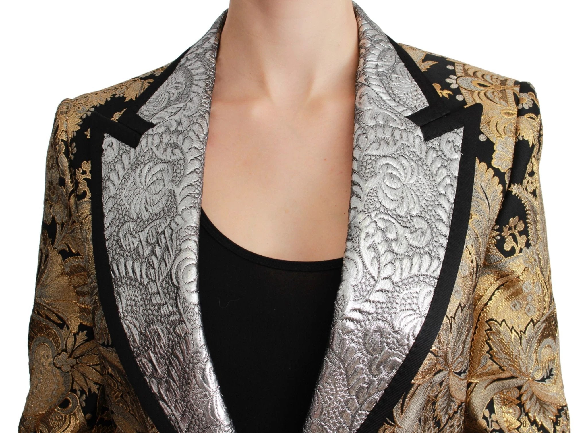 Dolce & Gabbana Black Gold Jacquard Blazer Jacket by Dolce & Gabbana