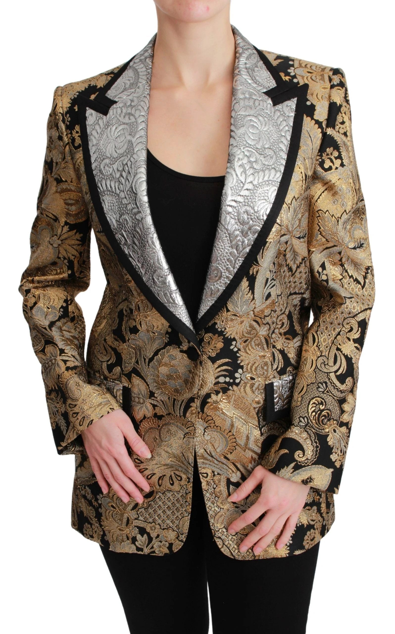 Dolce & Gabbana Black Gold Jacquard Blazer Jacket by Dolce & Gabbana