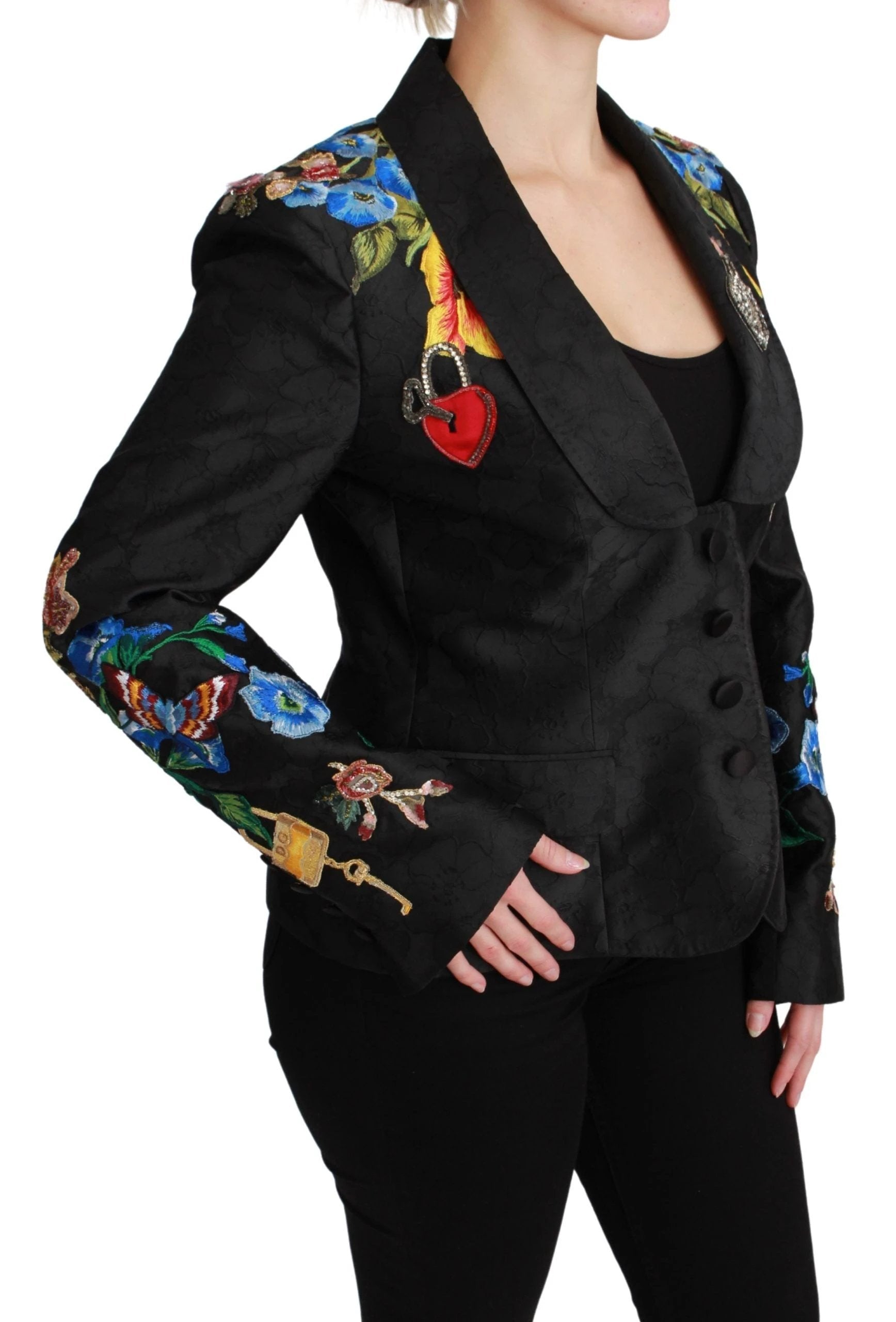 Dolce & Gabbana Black Brocade Crystal Blazer Jacket by Dolce & Gabbana