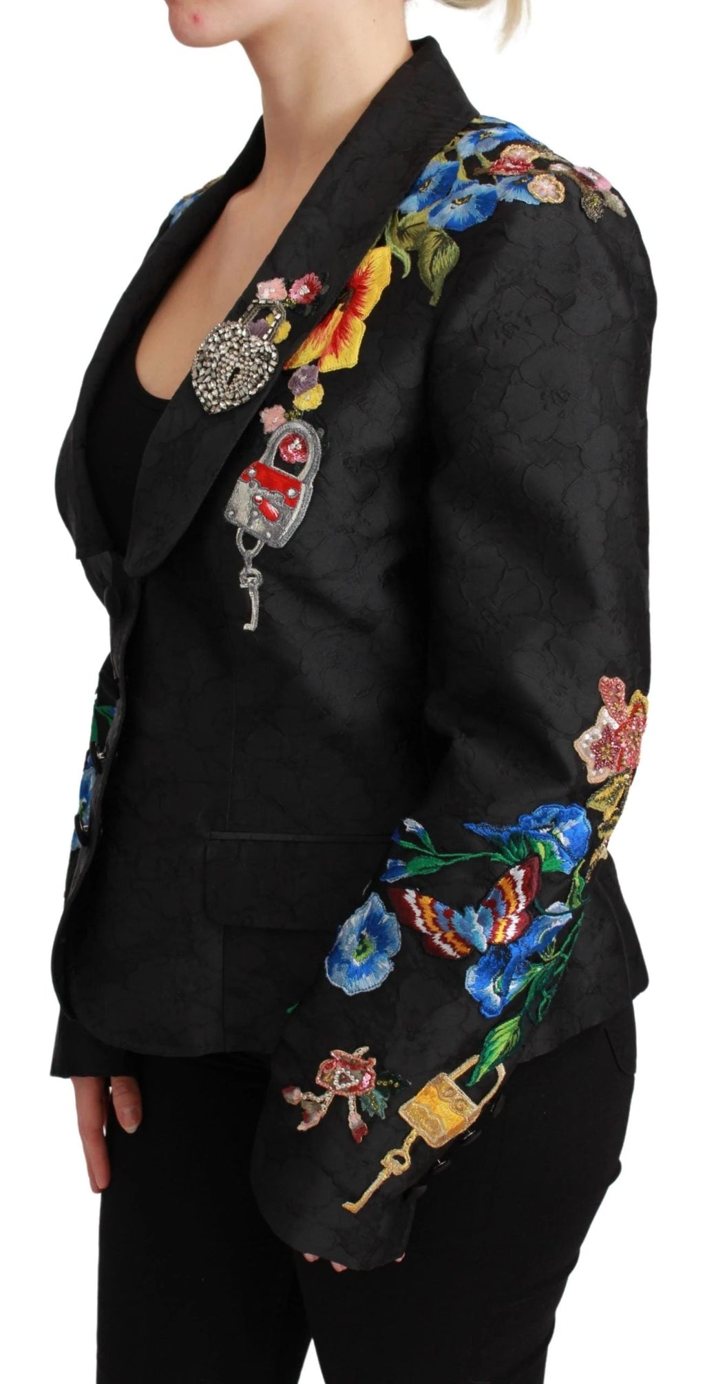 Dolce & Gabbana Black Brocade Crystal Blazer Jacket by Dolce & Gabbana