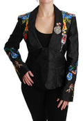 Dolce & Gabbana Black Brocade Crystal Blazer Jacket by Dolce & Gabbana