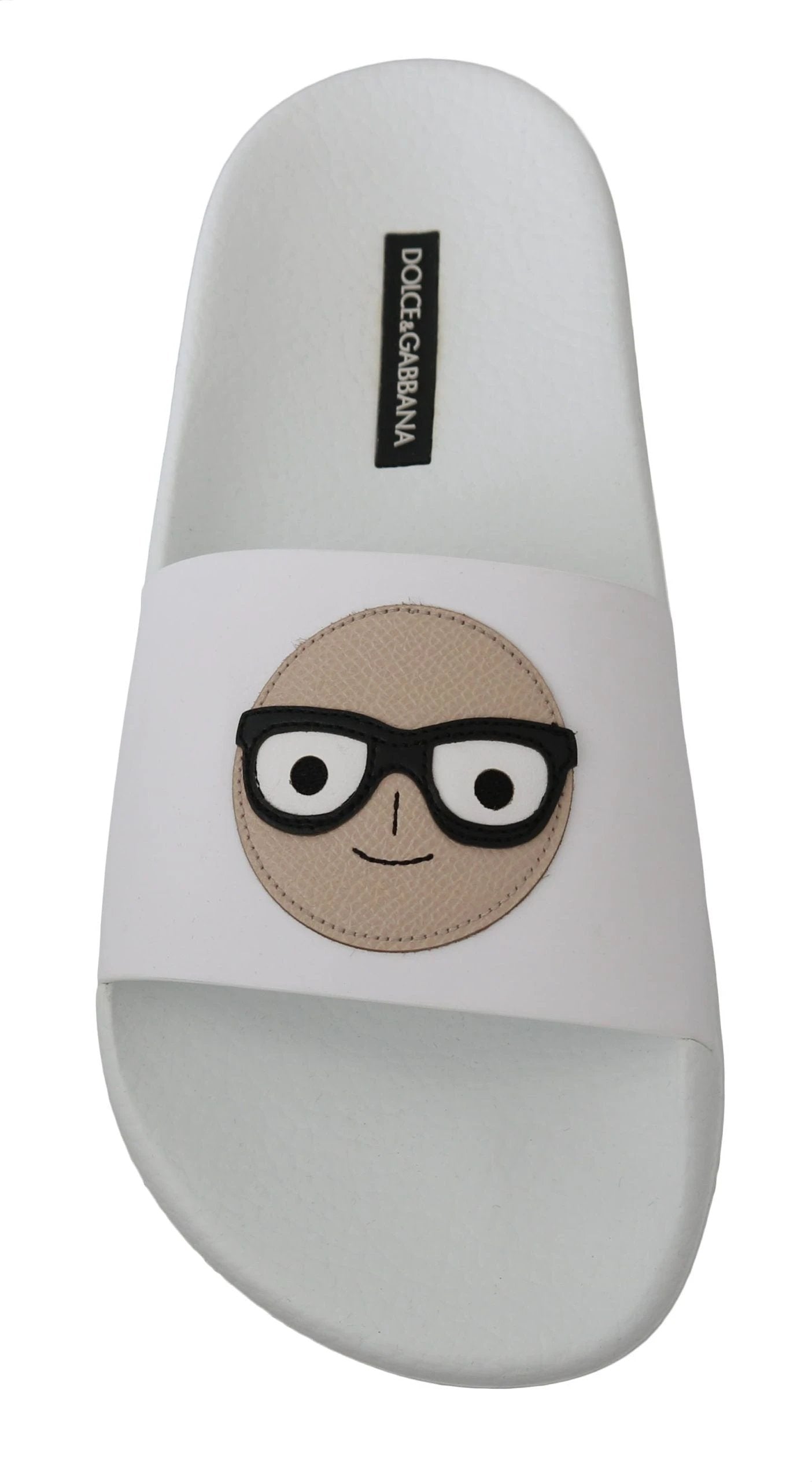 Dolce & Gabbana White Leather #dgfamily Slides Shoes Sandals by Dolce & Gabbana